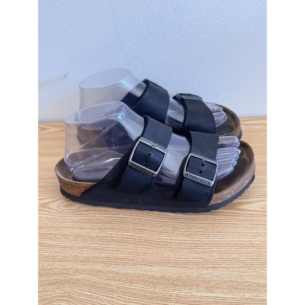 Birkenstock Arizona Black Leather Sandals Slip On Women's Size 37 / US 6 Regular